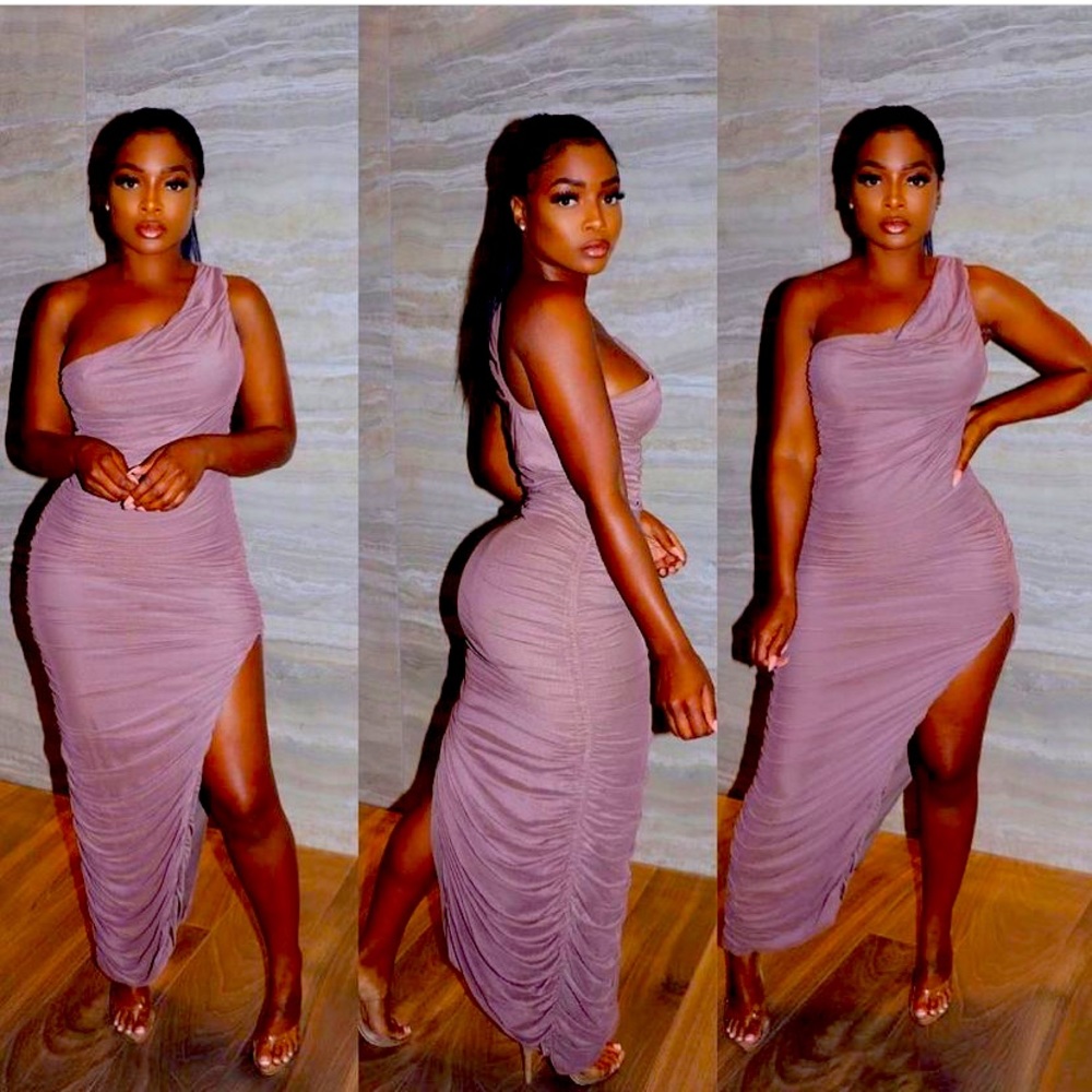 One Shoulder Mauve Dress